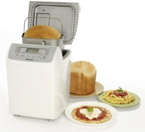 bread machine with made bread, pasta and pita